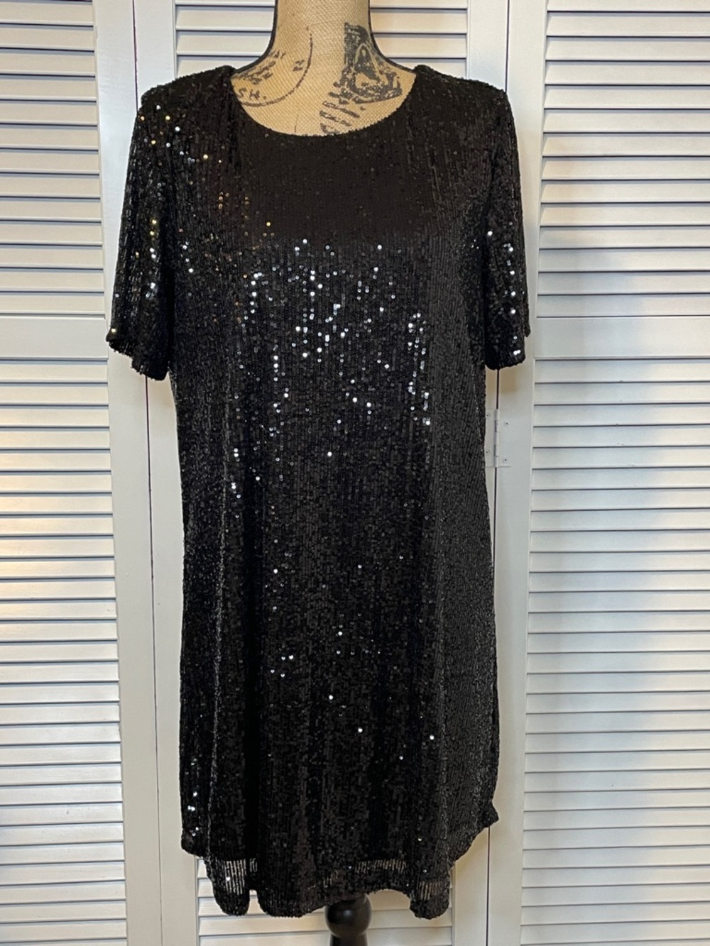 NWOT - Betsey Johnson Black Sequin Dress - Sz XL